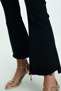 Q2 Women's Jean High Rise Raw Hem Flared Jeans In Black