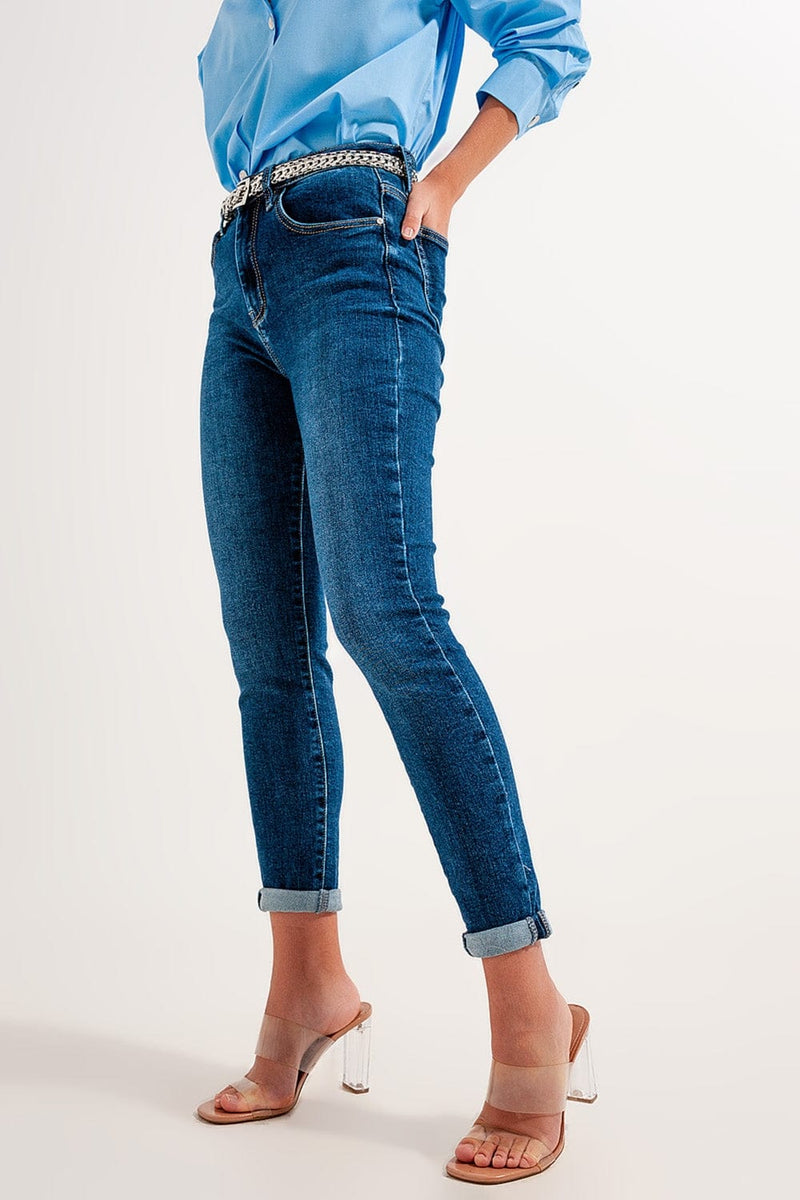 Q2 Women's Jean High Rise Skinny Jeans in Darkwash