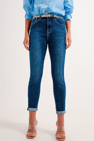 Q2 Women's Jean High Rise Skinny Jeans in Darkwash