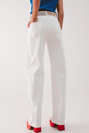 Q2 Women's Jean High Rise Slouchy Mom Jeans in Cream