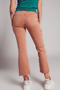 Q2 Women's Jean High Waist Flare Jean in Camel