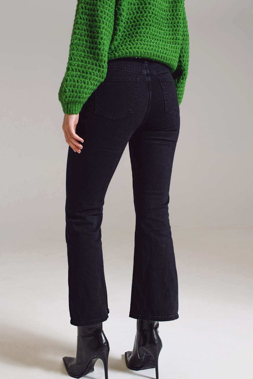 Q2 Women's Jean High Waist Flare Jeans In Black