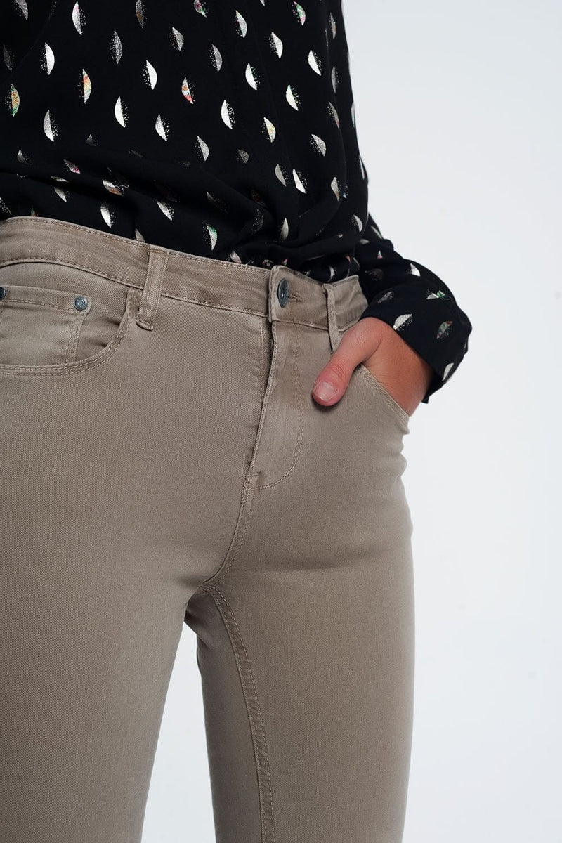 Q2 Women's Jean High Waist Skinny Jeans in Beige