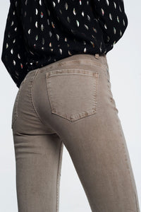 Q2 Women's Jean High Waist Skinny Jeans in Beige