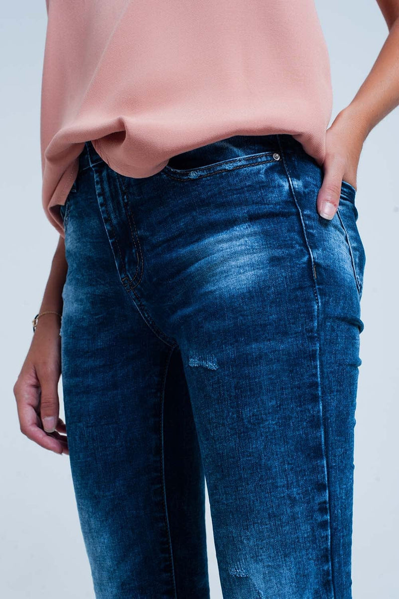 Q2 Women's Jean High waist skinny jeans in bright blue wash