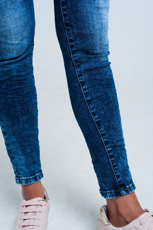 Q2 Women's Jean High waist skinny jeans in bright blue wash