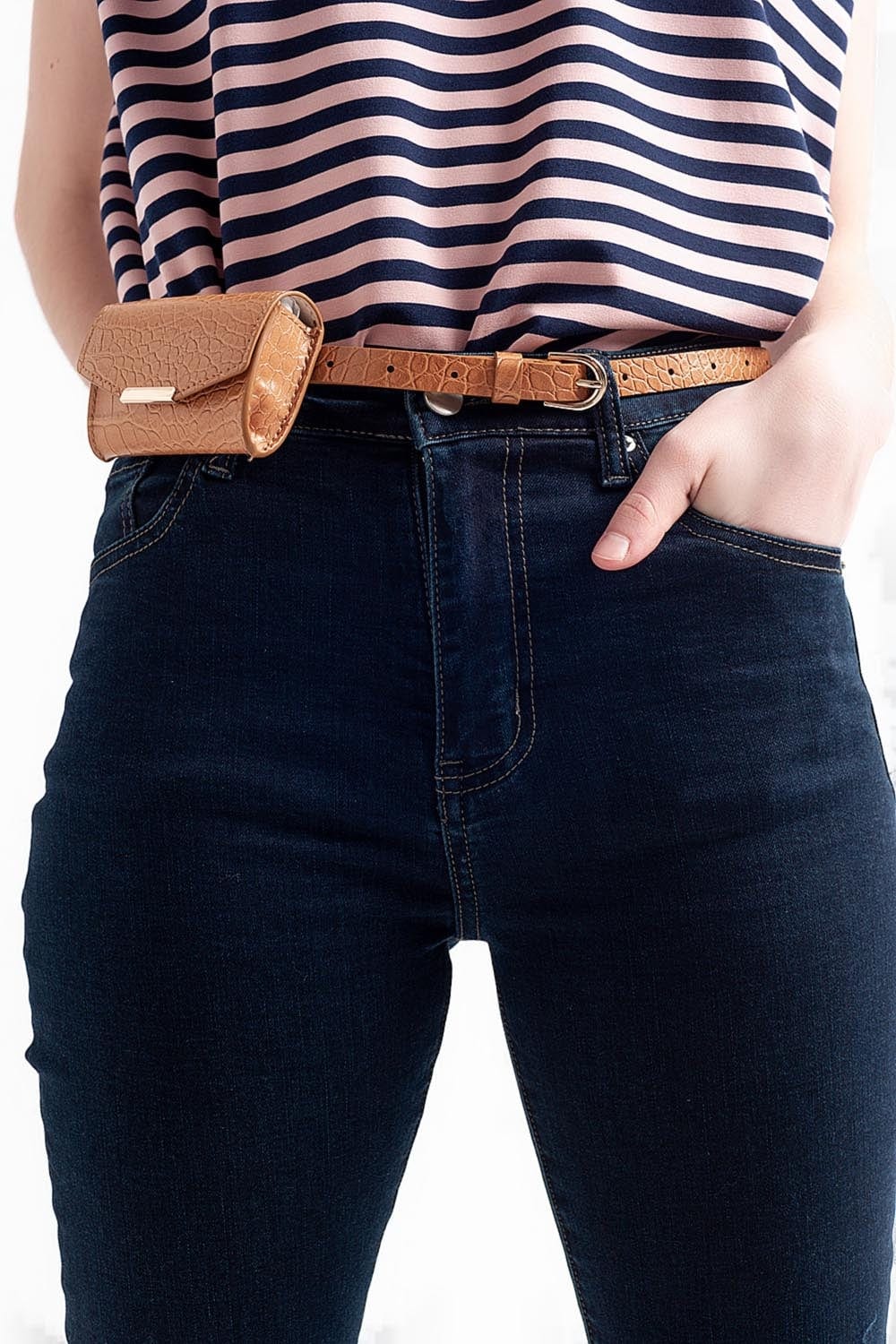 Q2 Women's Jean High Waist Skinny Jeans in Dark Blue