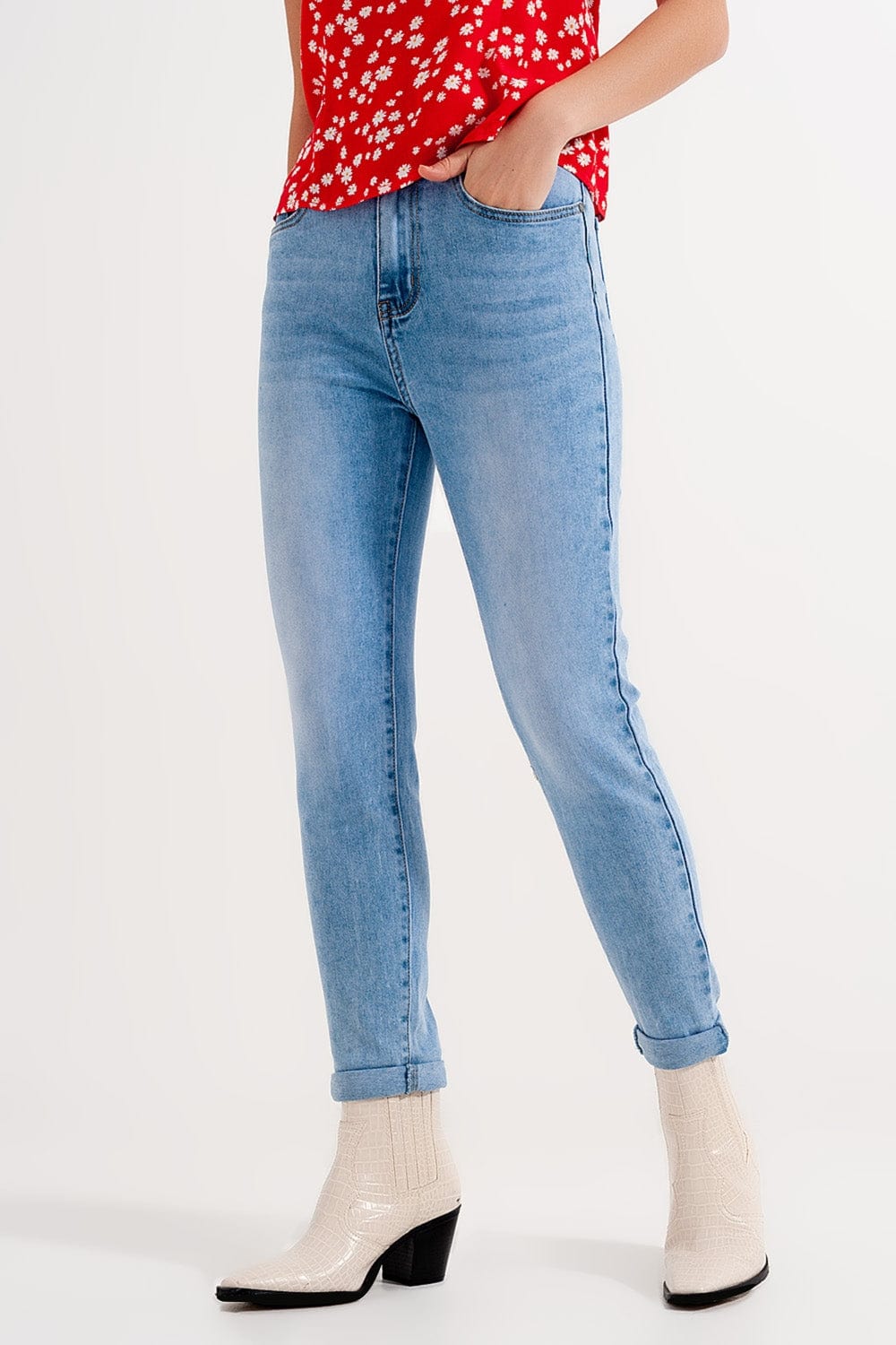 Q2 Women's Jean High Waist Skinny Jeans in Light Blue