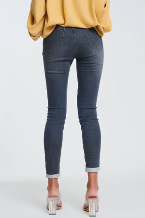 Q2 Women's Jean High Waisted Denim Jeans In Glitter Fabric