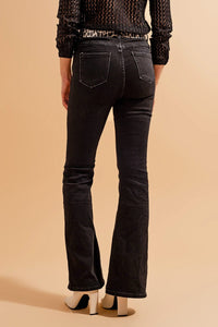 Q2 Women's Jean High Waisted Flare Jeans in Black