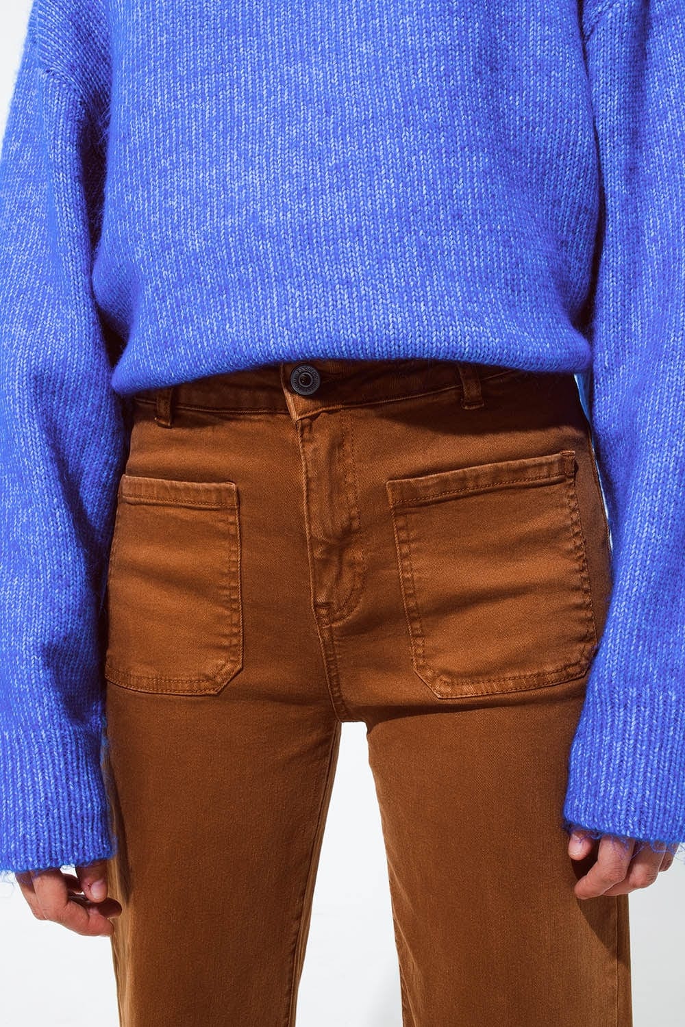 Q2 Women's Jean High Waisted Front Pockets Flare Jeans In Camel