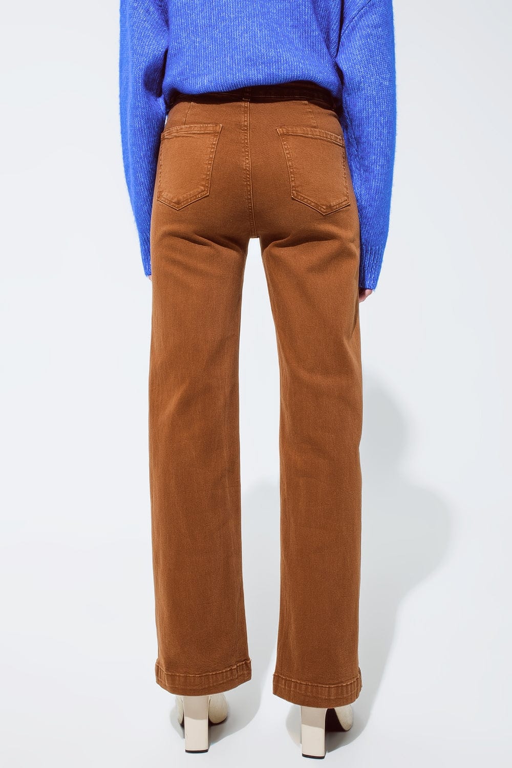 Q2 Women's Jean High Waisted Front Pockets Flare Jeans In Camel