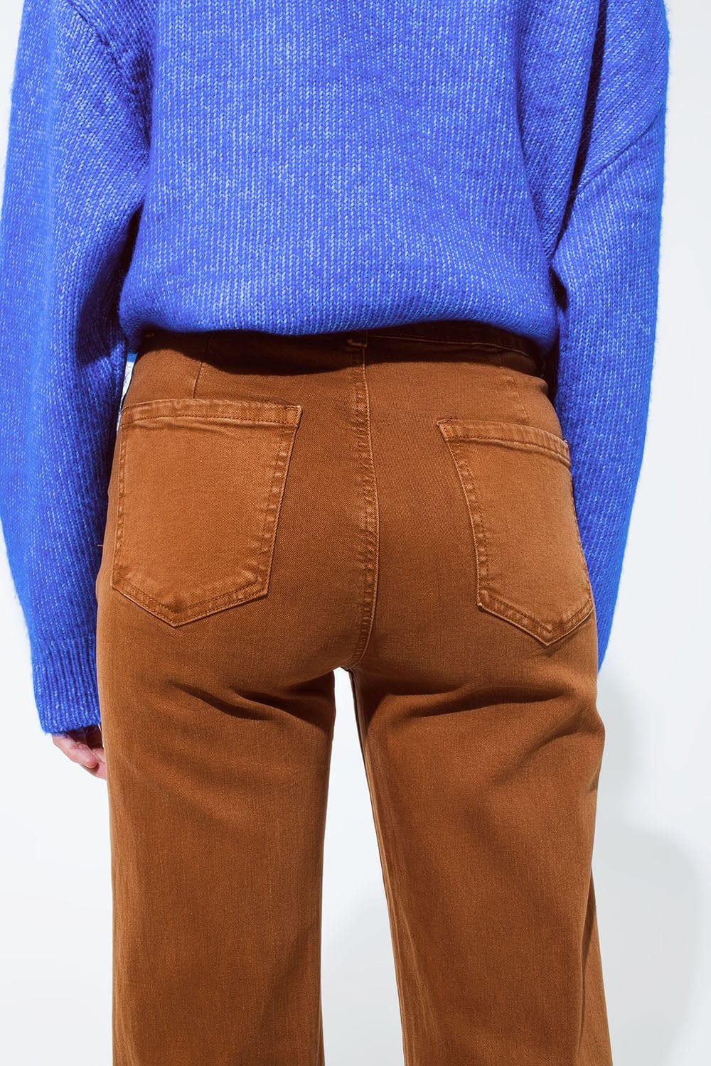 Q2 Women's Jean High Waisted Front Pockets Flare Jeans In Camel