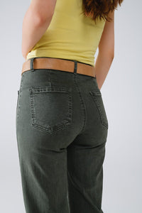 Q2 Women's Jean High Waisted Front Pockets Flare Jeans In Dark Khaki