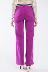 Q2 Women's Jean High Waisted Front Pockets Flare Jeans In Magenta