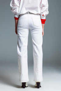 Q2 Women's Jean High Waisted Front Pockets Flare Jeans In White