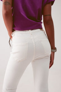 Q2 Women's Jean High Waisted Skinny Jeans in Cream