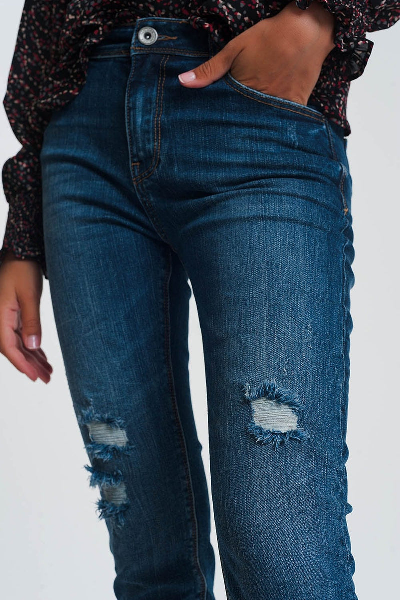 Q2 Women's Jean High Waisted Skinny Jeans in Dark Wash