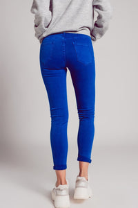 Q2 Women's Jean High Waisted Skinny Jeans in Electric Blue