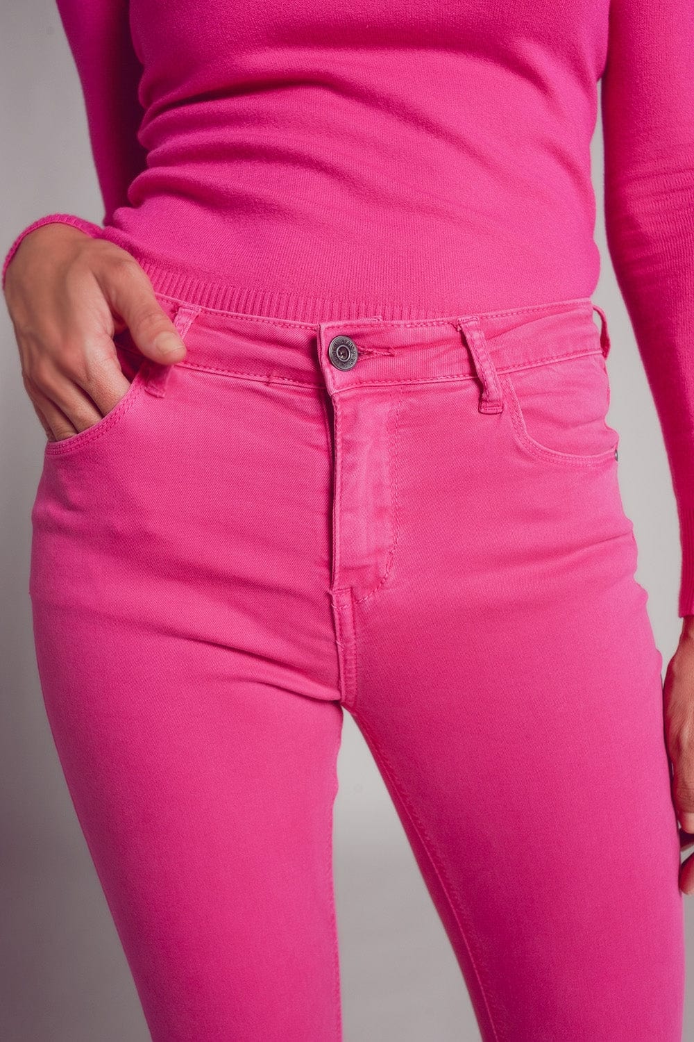 Q2 Women's Jean High Waisted Skinny Jeans in Fuchsia