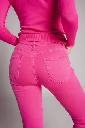 Q2 Women's Jean High Waisted Skinny Jeans in Fuchsia