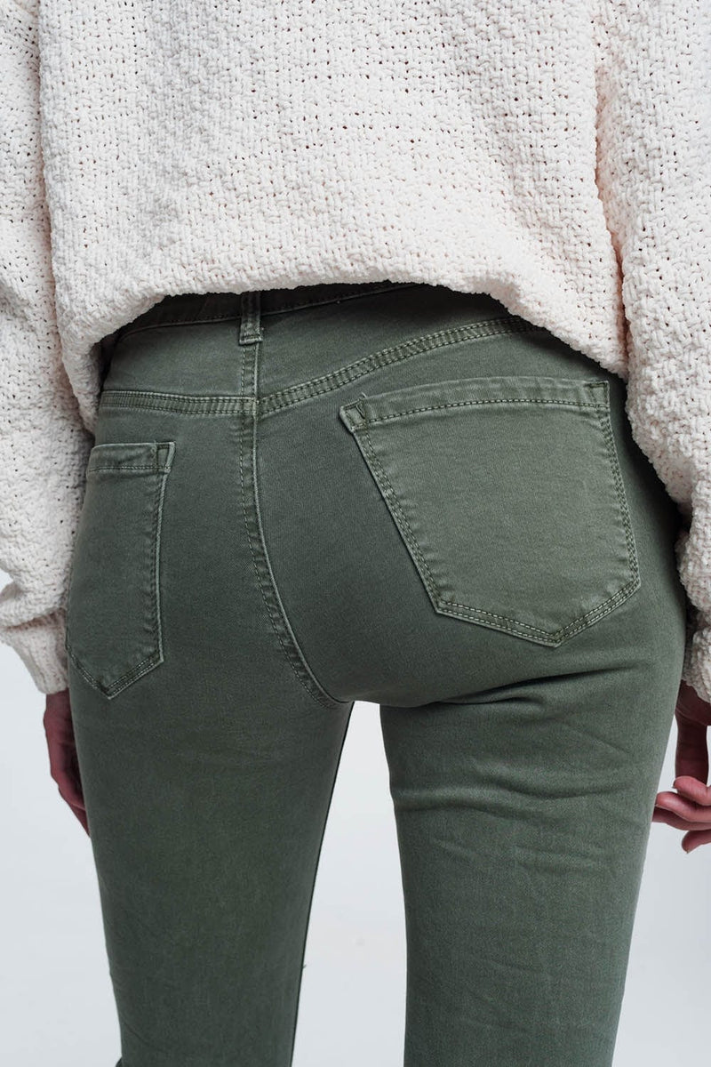 Q2 Women's Jean High Waisted Skinny Jeans in Green
