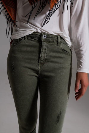 Q2 Women's Jean High Waisted Skinny Jeans In Khaki