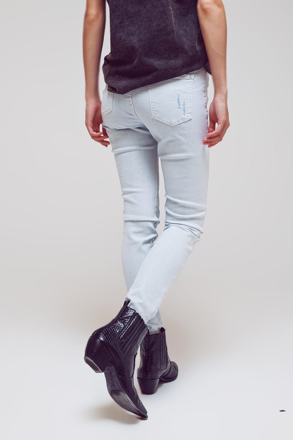 Q2 Women's Jean High Waisted Skinny Jeans In Light Blue