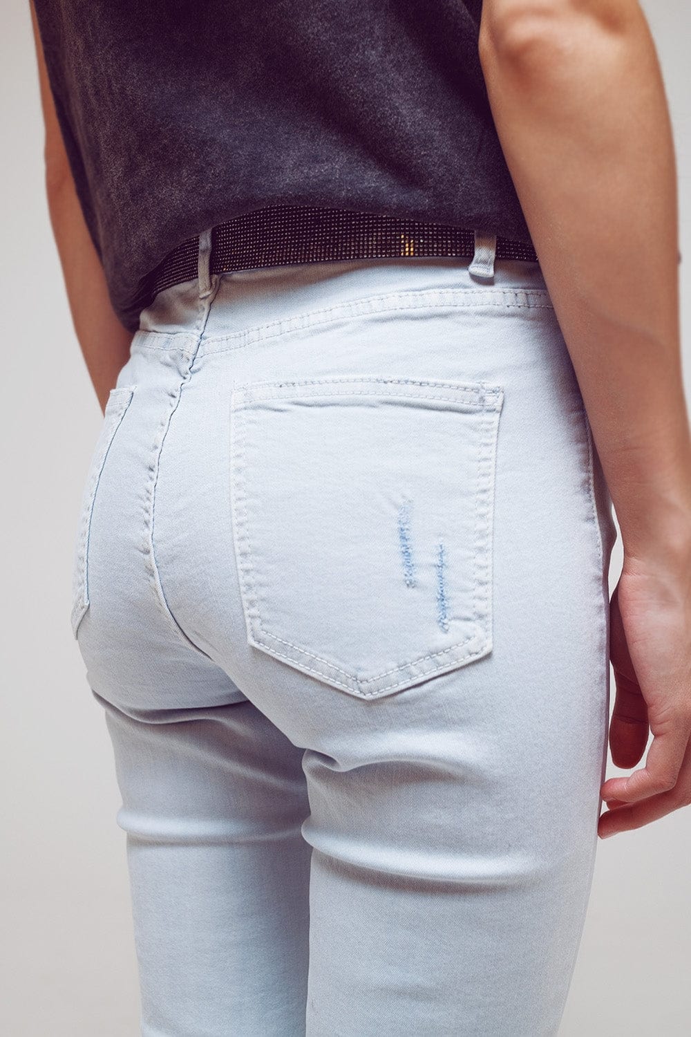 Q2 Women's Jean High Waisted Skinny Jeans In Light Blue