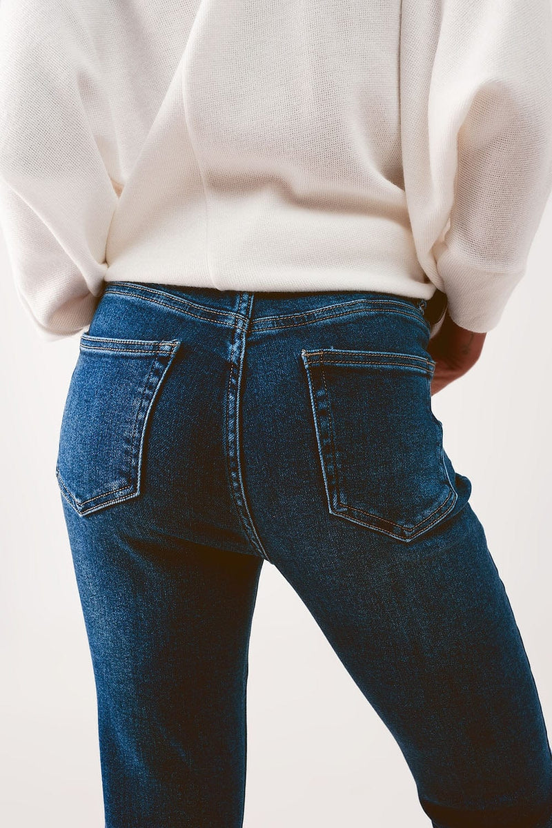 Q2 Women's Jean High Waisted Skinny Jeans in Mid Wash