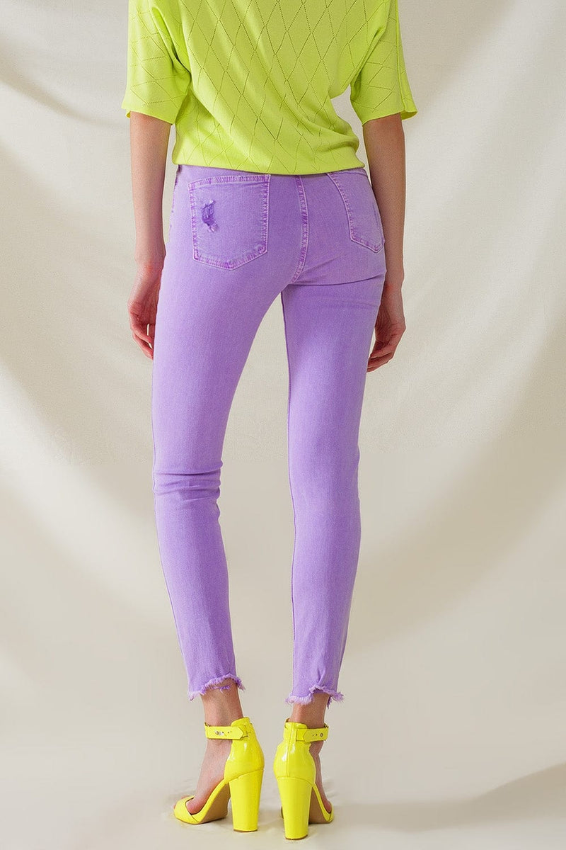 Q2 Women's Jean High Waisted Super Skinny Jeans In Purple