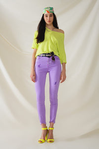 Q2 Women's Jean High Waisted Super Skinny Jeans In Purple