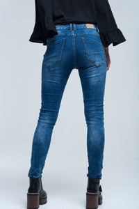 Q2 Women's Jean Jeans skinny with stripes on the side