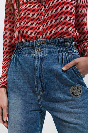 Q2 Women's Jean Jeans with Emoji Embellishment