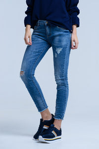 Q2 Women's Jean Jeans with rips details