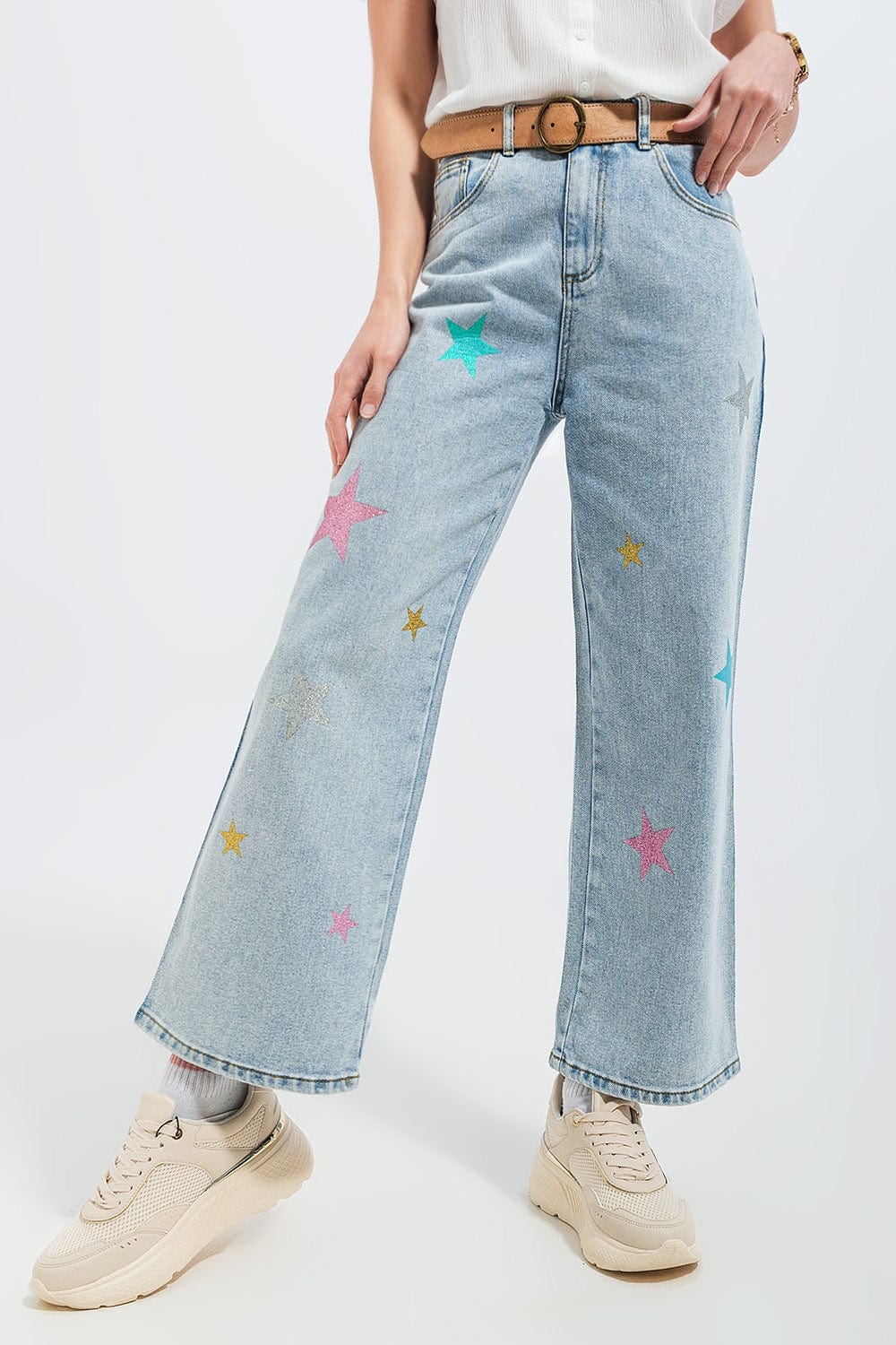 Q2 Women's Jean Jeans with Star Print
