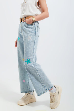 Q2 Women's Jean Jeans with Star Print
