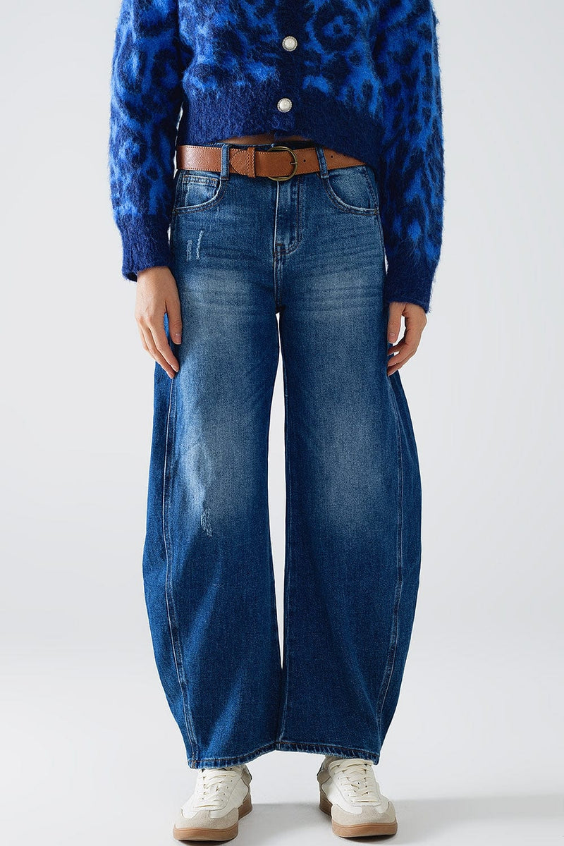 Q2 Women's Jean Jeans With Two Side Seams And Balloon Effect