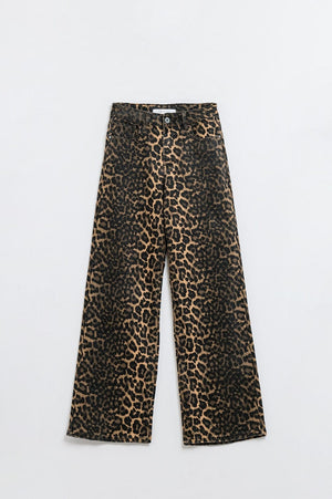 Q2 Women's Jean Leopard Print With Front And Back Ombré