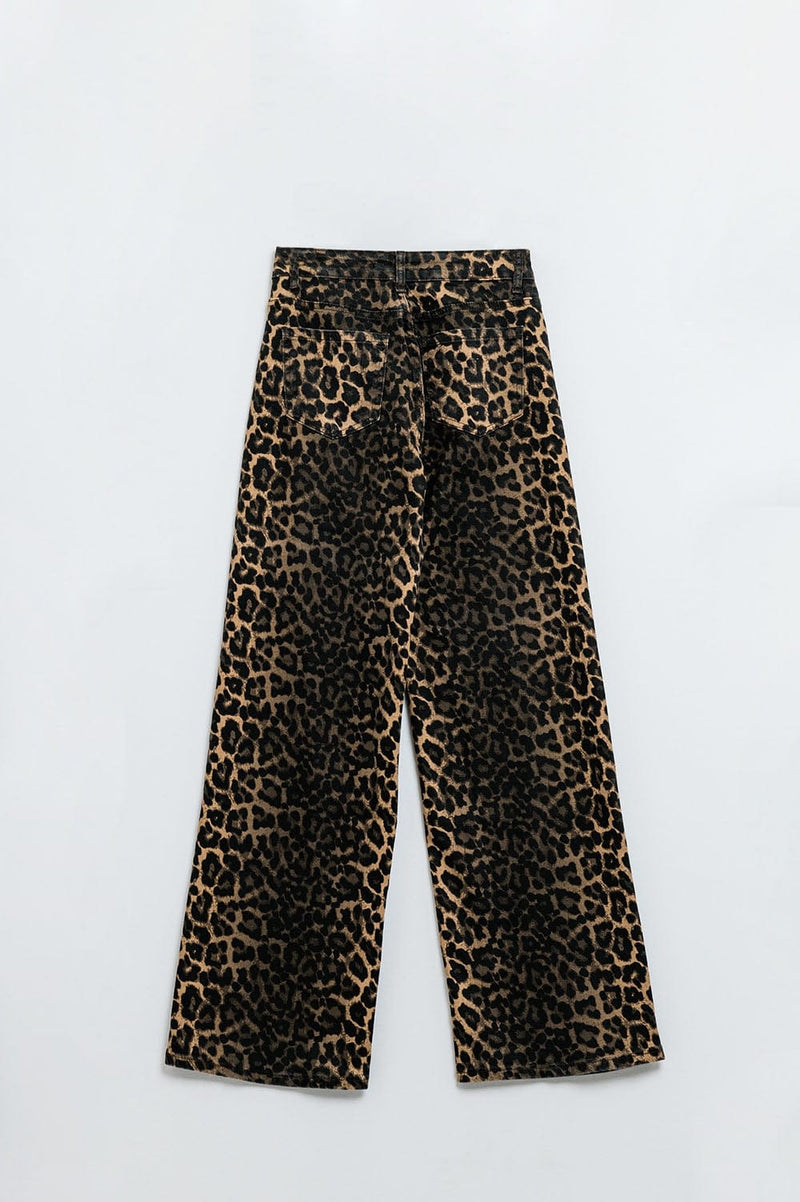 Q2 Women's Jean Leopard Print With Front And Back Ombré