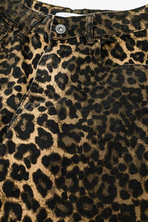 Q2 Women's Jean Leopard Print With Front And Back Ombré