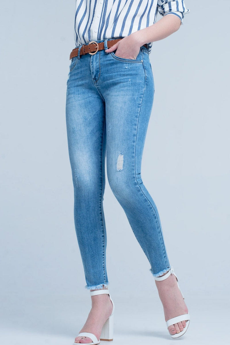 Q2 Women's Jean Light Wash Skinny Jean in Blue