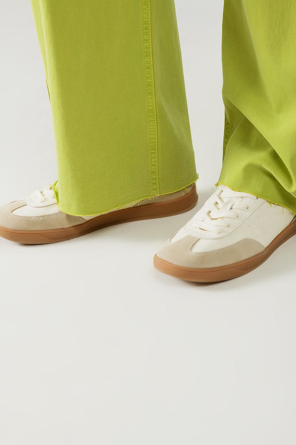 Q2 Women's Jean Lime Green Straight Leg Jeans With Front Pockets