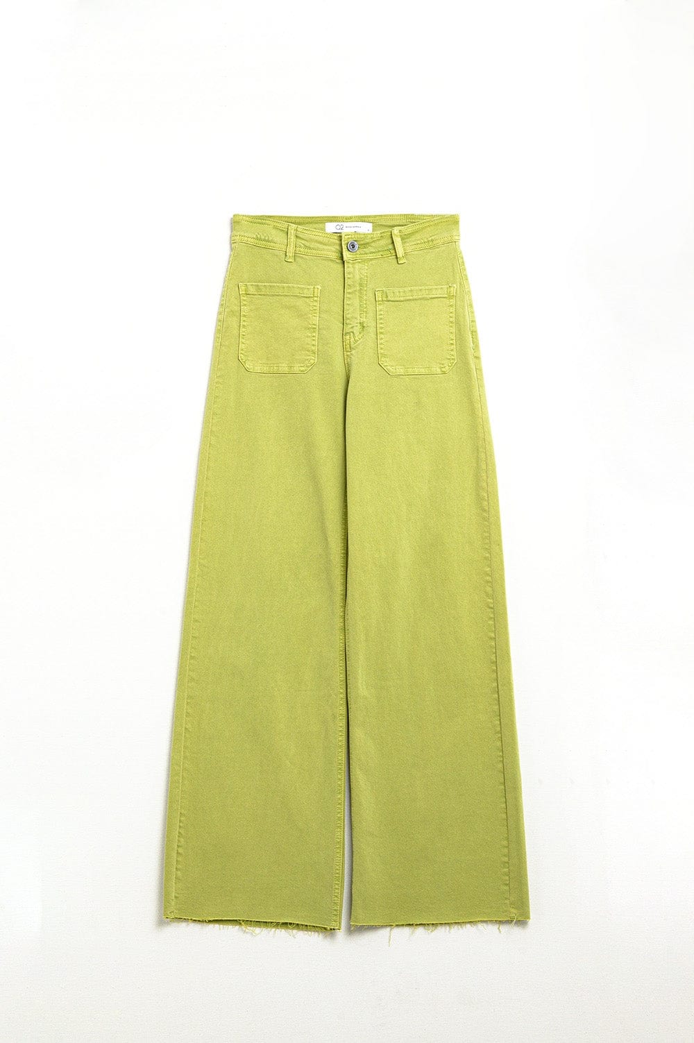 Q2 Women's Jean Lime Green Straight Leg Jeans With Front Pockets