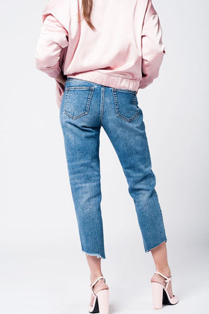 Q2 Women's Jean Mom jeans with embroidered stars