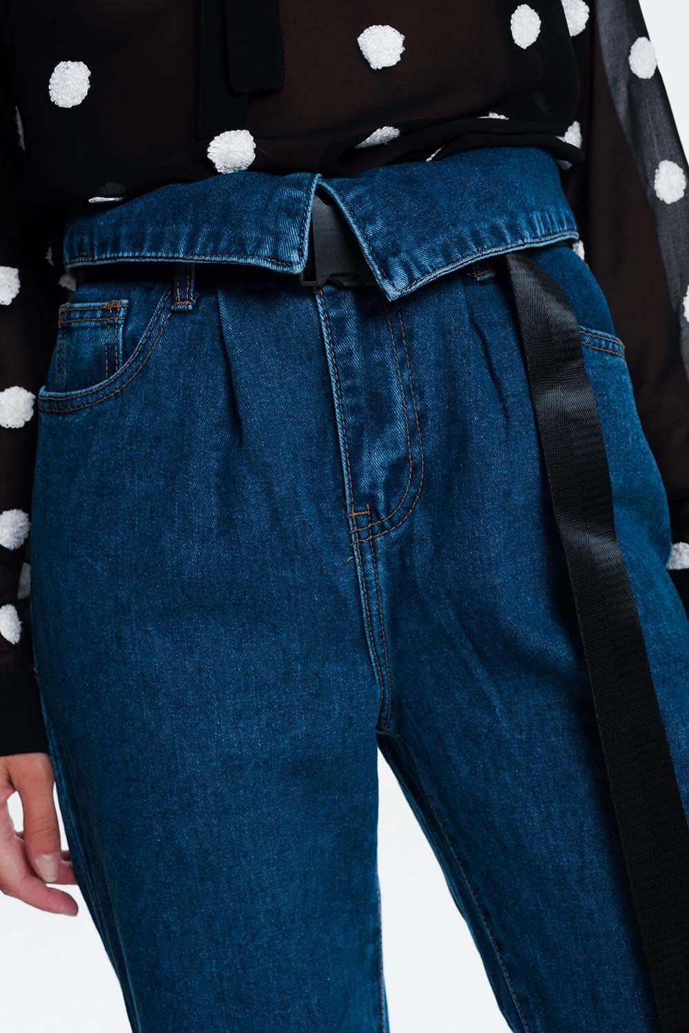 Q2 Women's Jean Paper Bag Jeans