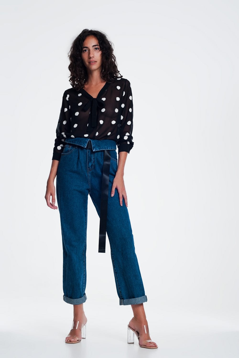 Q2 Women's Jean Paper Bag Jeans