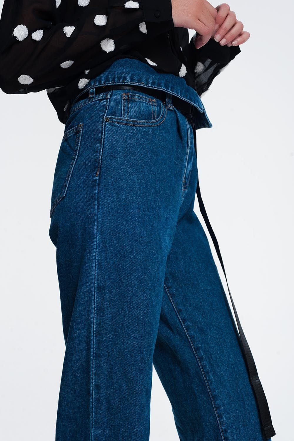 Q2 Women's Jean Paper Bag Jeans
