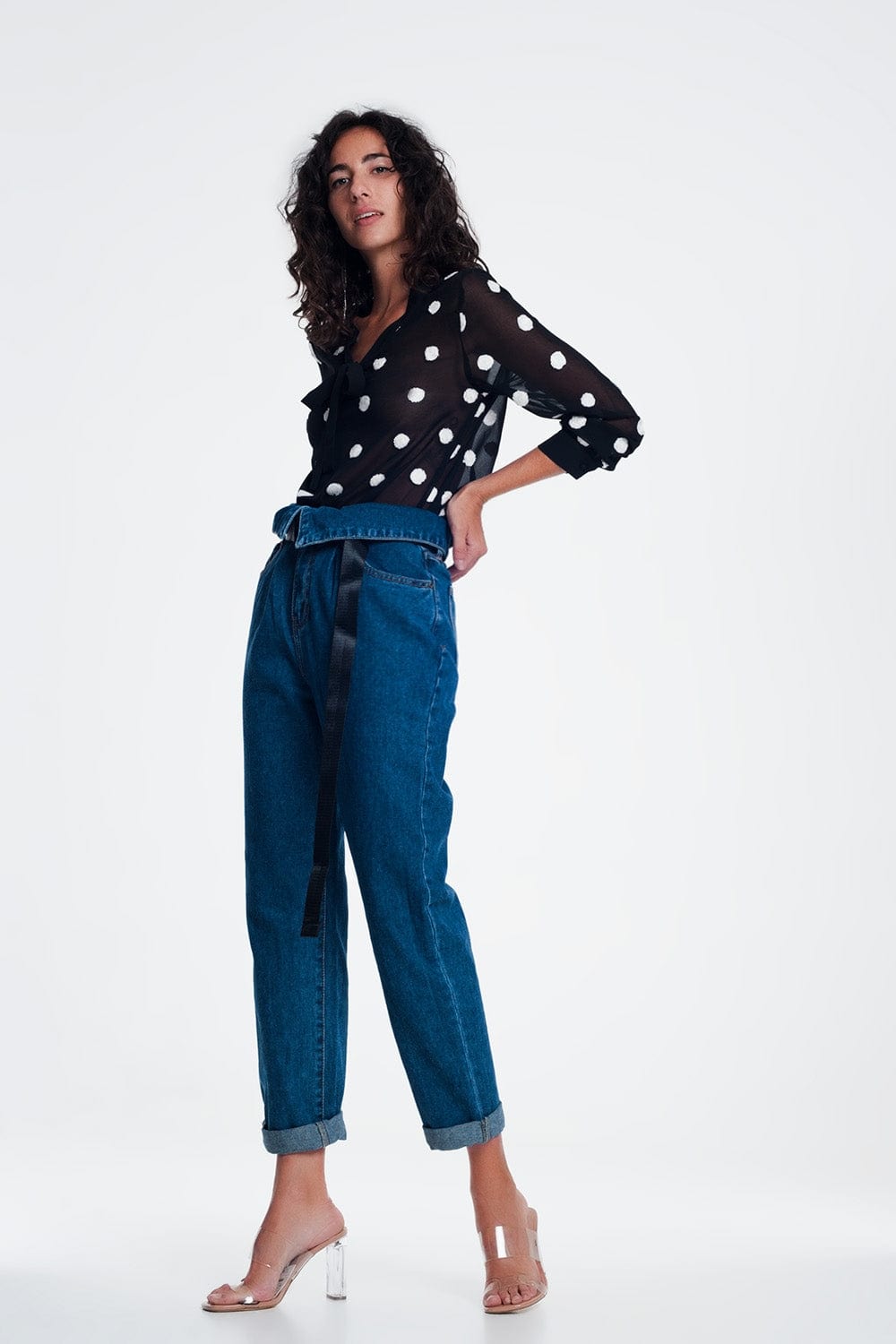 Q2 Women's Jean Paper Bag Jeans