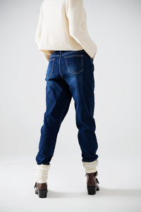 Q2 Women's Jean Relaxed Denim With Patches